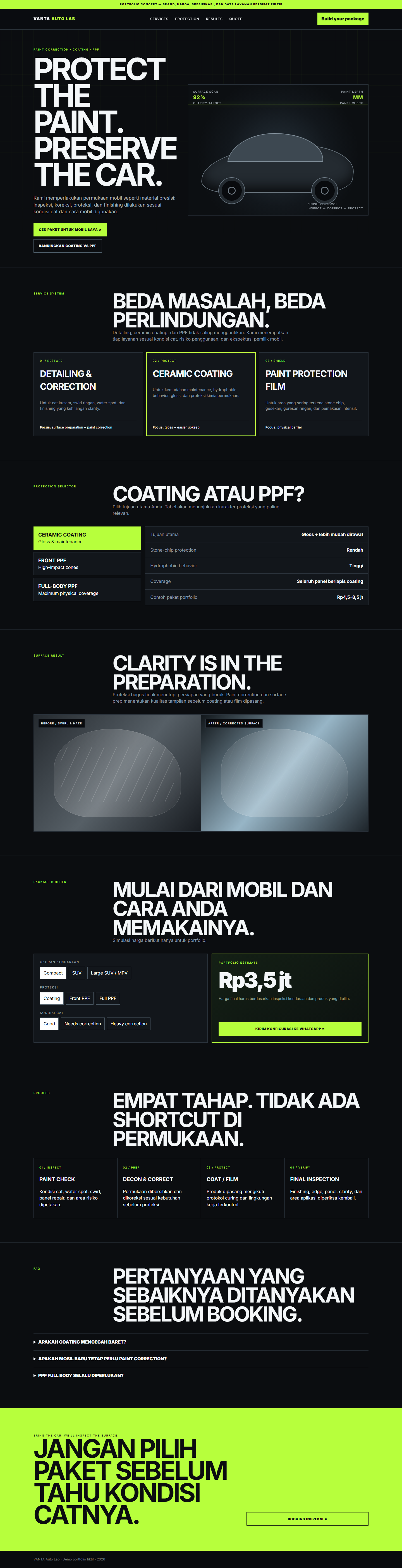 Preview landing page automotive detailing bergaya precision lab