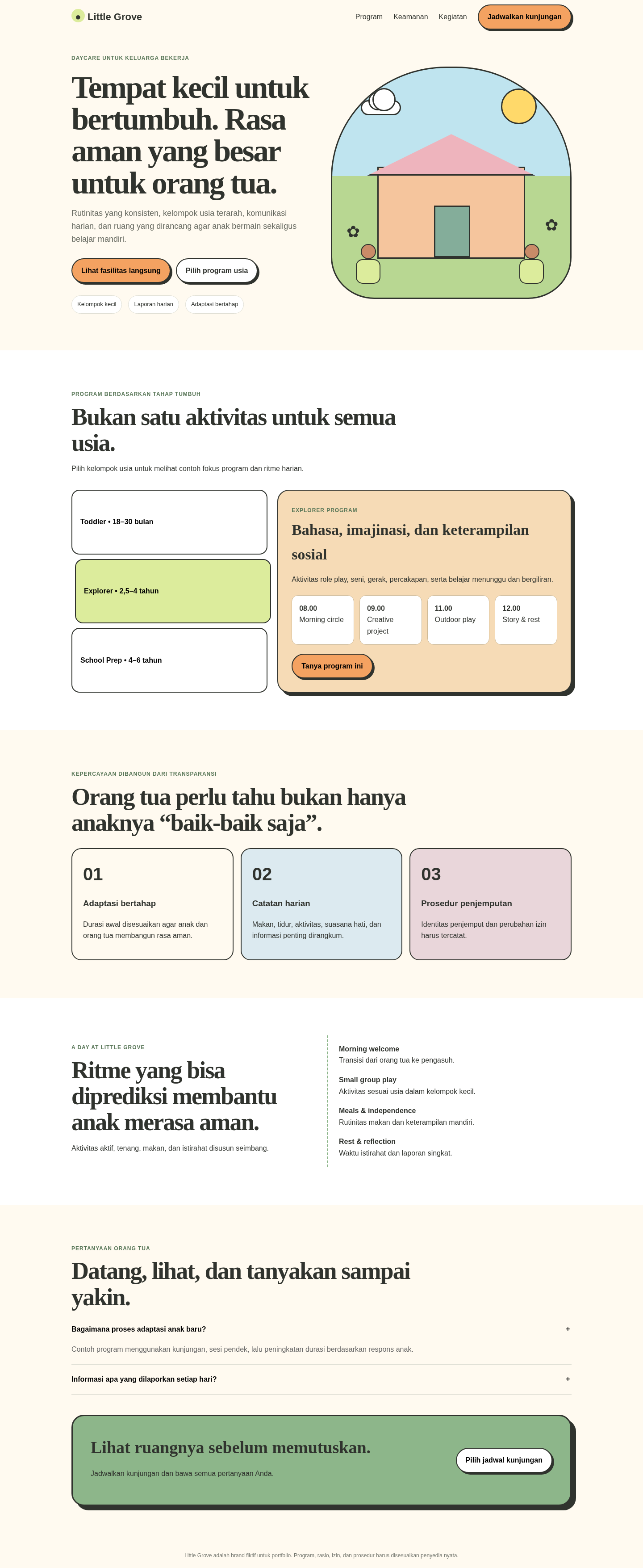 Preview landing page daycare premium dengan gaya playful premium