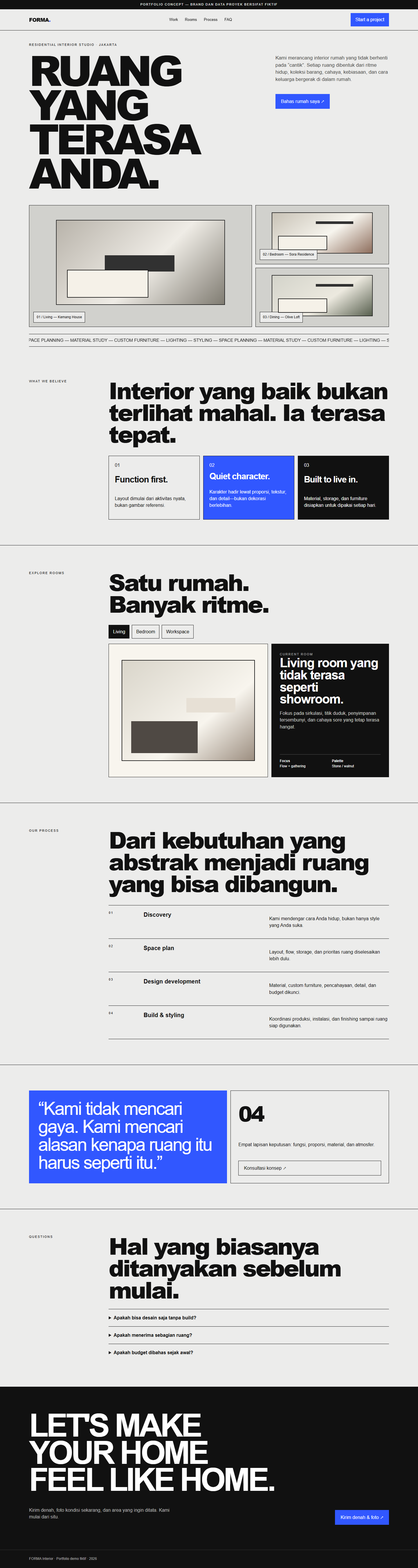 Preview landing page studio interior bergaya editorial gallery