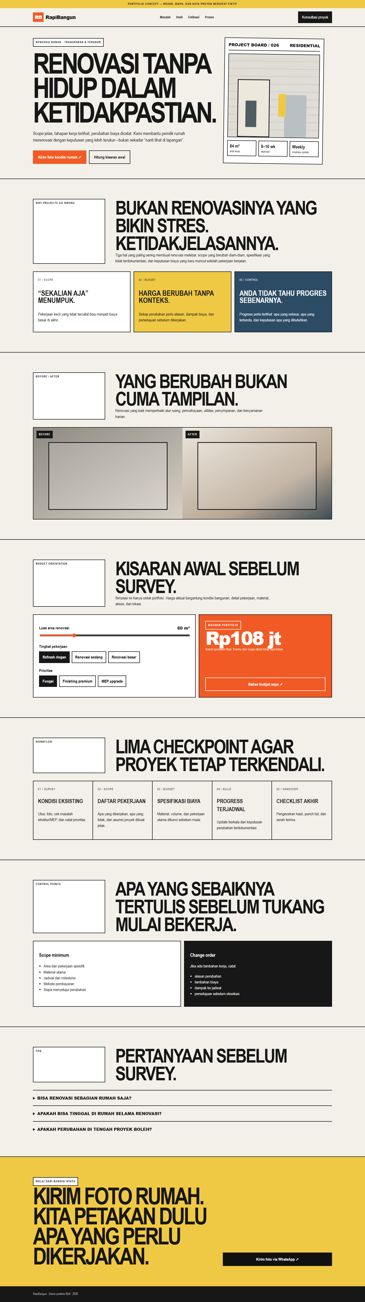 Preview landing page renovasi rumah bergaya utilitarian contractor