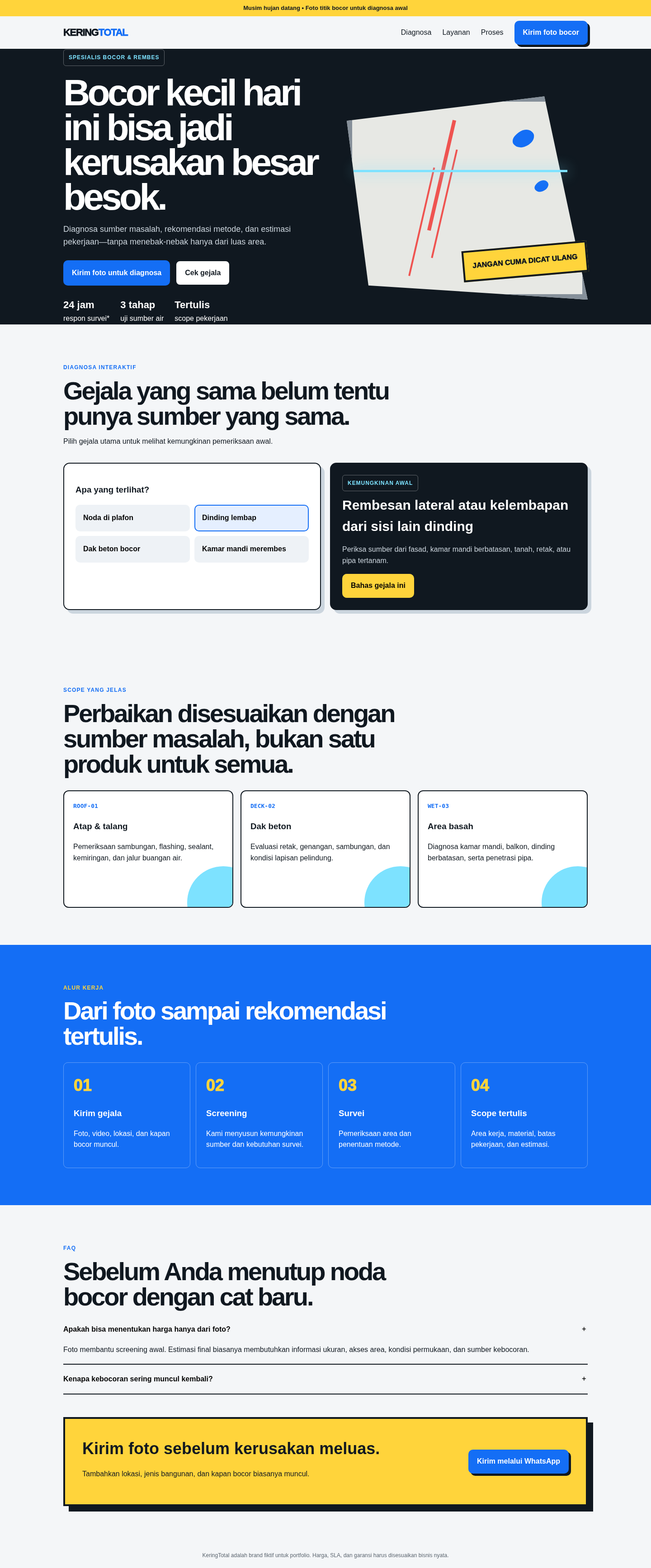 Preview landing page waterproofing bergaya industrial urgency